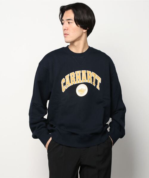 Carhartt(カーハート)の「Carhartt WIP/カーハートダブリューアイピー カレッジ風ロゴ ルーズシルエットウェット I029510(スウェット・メンズ・ブラック/ネイビー/グレー・M/L/XL)」の20枚目の写真