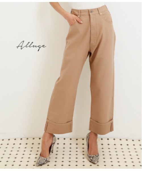Alluge(アルージュ)の「ハイウエスト太ストレートパンツ(その他パンツ・レディース・ベージュ・M)」の1枚目の写真