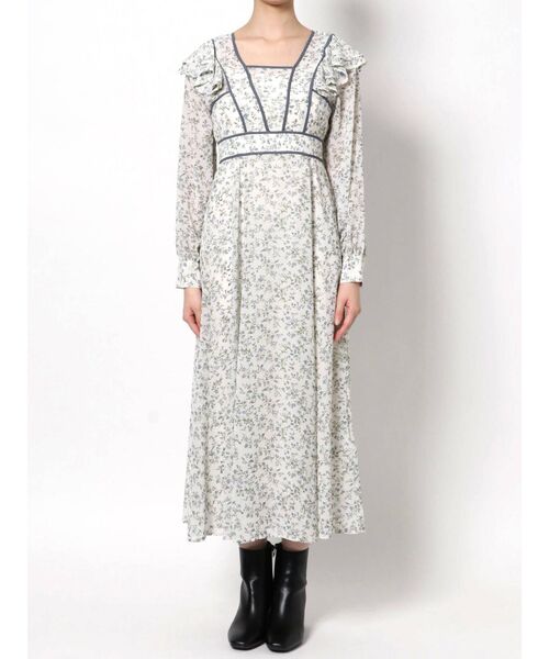 MERCURYDUO(マーキュリーデュオ)の「パイピングデザインラッフルワンピース(ワンピース・レディース・ブラック/アイボリー・SMALL/MEDIUM)」の9枚目の写真