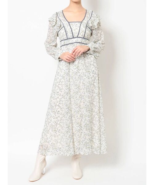 MERCURYDUO(マーキュリーデュオ)の「パイピングデザインラッフルワンピース(ワンピース・レディース・ブラック/アイボリー・SMALL/MEDIUM)」の18枚目の写真