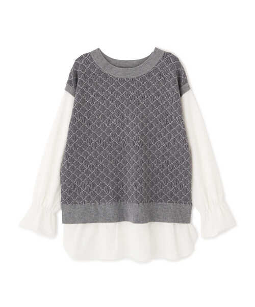 NATURAL BEAUTY BASIC（ナチュラルビューティーベーシック）の「ジャガードニットドッキングトップス（ニット/セーター・レディース・グレー系その他/ベージュ系その他・MEDIUM）」の17枚目の写真