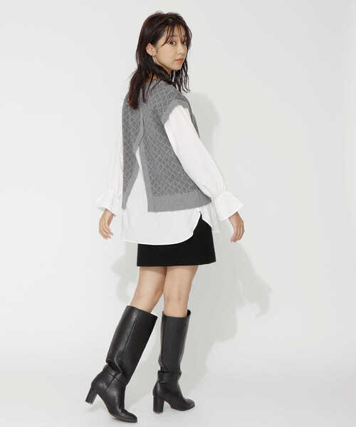 NATURAL BEAUTY BASIC（ナチュラルビューティーベーシック）の「ジャガードニットドッキングトップス（ニット/セーター・レディース・グレー系その他/ベージュ系その他・MEDIUM）」の15枚目の写真