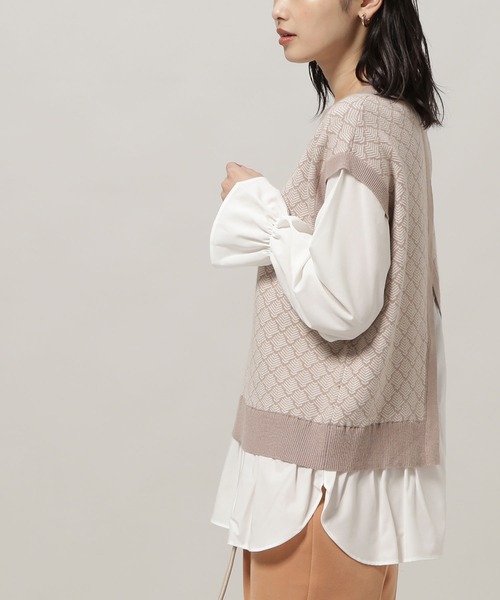 NATURAL BEAUTY BASIC（ナチュラルビューティーベーシック）の「ジャガードニットドッキングトップス（ニット/セーター・レディース・グレー系その他/ベージュ系その他・MEDIUM）」の5枚目の写真