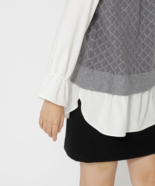 NATURAL BEAUTY BASIC（ナチュラルビューティーベーシック）の「ジャガードニットドッキングトップス（ニット/セーター・レディース・グレー系その他/ベージュ系その他・MEDIUM）」の20枚目の写真