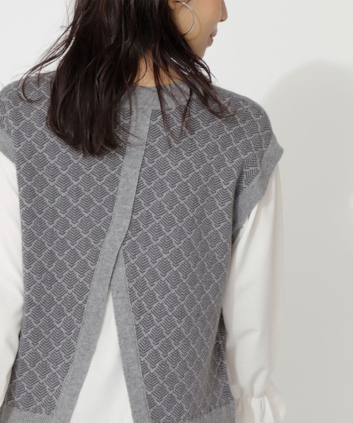 NATURAL BEAUTY BASIC（ナチュラルビューティーベーシック）の「ジャガードニットドッキングトップス（ニット/セーター・レディース・グレー系その他/ベージュ系その他・MEDIUM）」の22枚目の写真