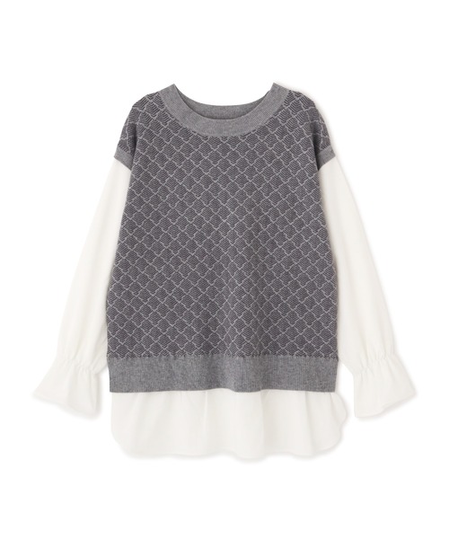 NATURAL BEAUTY BASIC（ナチュラルビューティーベーシック）の「ジャガードニットドッキングトップス（ニット/セーター・レディース・グレー系その他/ベージュ系その他・MEDIUM）」の18枚目の写真