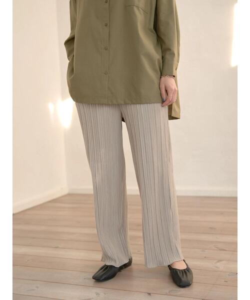 earth music&ecology（アースミュージックアンドエコロジー）の「ベロアプリーツパンツ*（その他パンツ・レディース・ベージュ/ブラウン/サックスブルー/ブラック・FREE）」の10枚目の写真