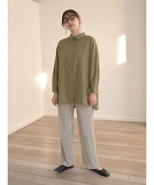 earth music&ecology（アースミュージックアンドエコロジー）の「ベロアプリーツパンツ*（その他パンツ・レディース・ベージュ/ブラウン/サックスブルー/ブラック・FREE）」の11枚目の写真