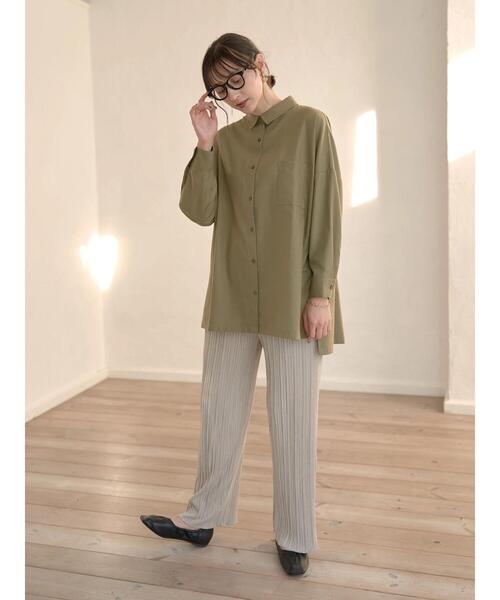 earth music&ecology（アースミュージックアンドエコロジー）の「ベロアプリーツパンツ*（その他パンツ・レディース・ベージュ/ブラウン/サックスブルー/ブラック・FREE）」の12枚目の写真