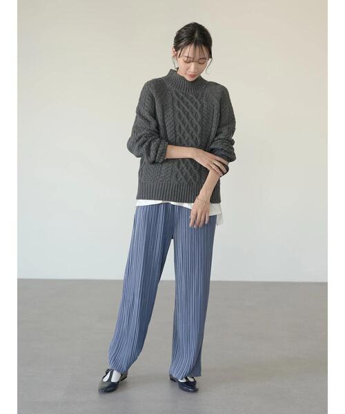 earth music&ecology（アースミュージックアンドエコロジー）の「ベロアプリーツパンツ*（その他パンツ・レディース・ベージュ/ブラウン/サックスブルー/ブラック・FREE）」の20枚目の写真