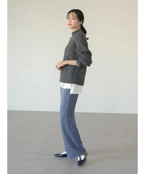 earth music&ecology（アースミュージックアンドエコロジー）の「ベロアプリーツパンツ*（その他パンツ・レディース・ベージュ/ブラウン/サックスブルー/ブラック・FREE）」の21枚目の写真