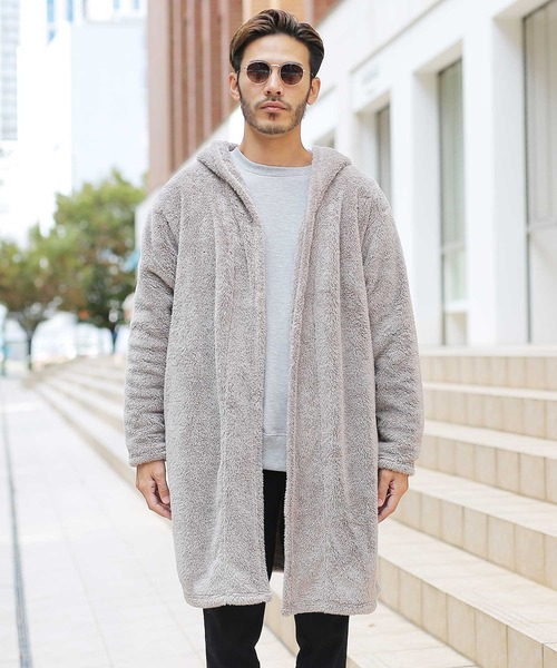 jiggys shop（ジギーズショップ）の「ボアフード コーディガン（その他アウター・メンズ・ブラック/ベージュ/グレイッシュベージュ・MEDIUM/LARGE）」の5枚目の写真