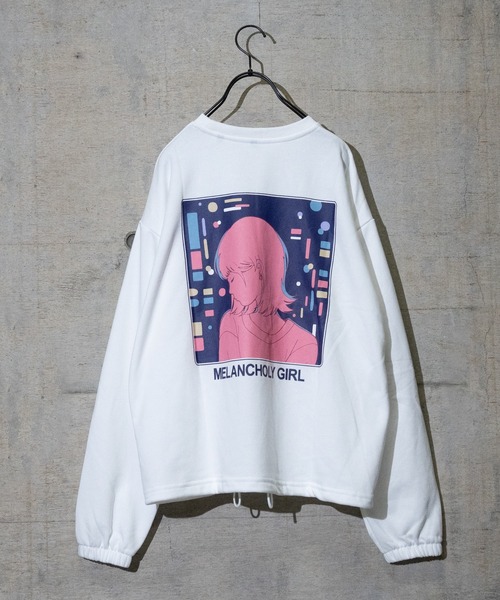 I 裏毛イラストバックプリントクルースウェット ｍｅｌａｎｃｈｏｌｙ