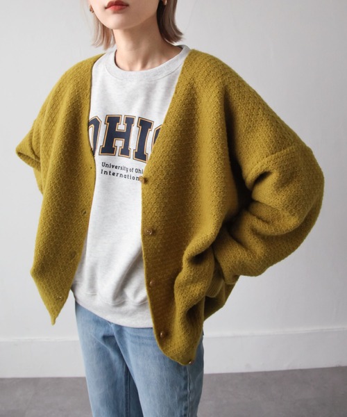 Chillfar（チルファー）の「カラーボリュームニットカーディガン（カーディガン/ボレロ・レディース・ブラック/オレンジ/ブルー/グリーン/アイボリー/マスタード・FREE）」の5枚目の写真