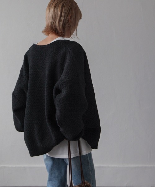 Chillfar（チルファー）の「カラーボリュームニットカーディガン（カーディガン/ボレロ・レディース・ブラック/オレンジ/ブルー/グリーン/アイボリー/マスタード・FREE）」の19枚目の写真