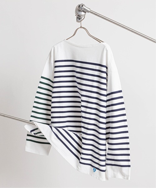 ORCIVAL(オーシバル)の「【ORCIVAL / オーシバル】HARLEQUIN WIDE BODY BOAT NECK(Tシャツ/カットソー・メンズ・グリーン系その他/ブルー系その他・6/8)」の1枚目の写真