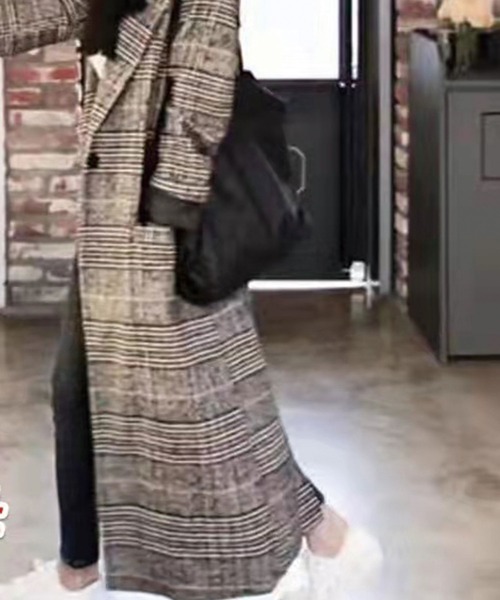 SPIGA（スピーガ）の「グレンチェックロングコート（チェスターコート・レディース・ブラック/ブラウン・FREE）」の4枚目の写真