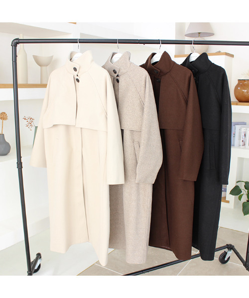 MODE ROBE(モードローブ)の「スタンドカラーケープコート(その他アウター・レディース・アイボリー/モカ/ブラック/ブラウン・FREE)」の5枚目の写真