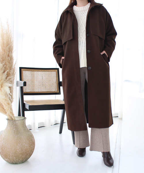MODE ROBE(モードローブ)の「スタンドカラーケープコート(その他アウター・レディース・アイボリー/モカ/ブラック/ブラウン・FREE)」の9枚目の写真