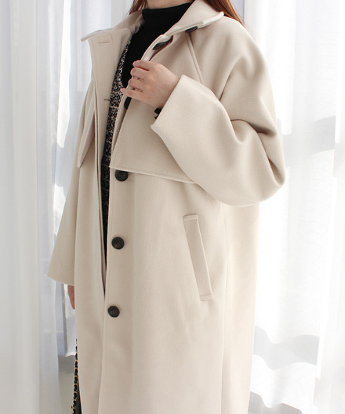 MODE ROBE(モードローブ)の「スタンドカラーケープコート(その他アウター・レディース・アイボリー/モカ/ブラック/ブラウン・FREE)」の13枚目の写真