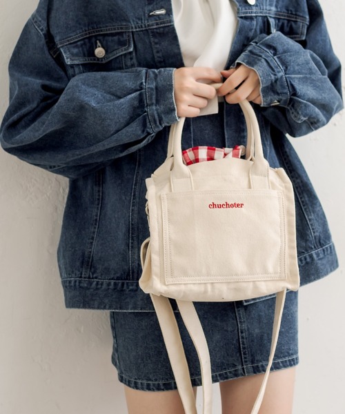 OLIVE des OLIVE（オリーブデオリーブ）の「巾着ミニトート（ショルダーバッグ・レディース・ベージュ/レッド/ブラック・FREE）」の3枚目の写真