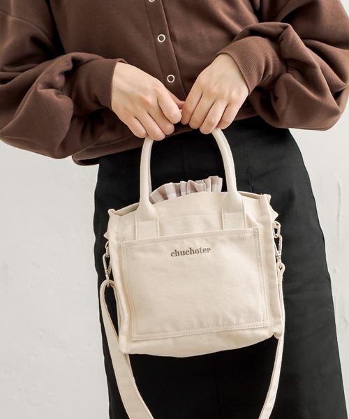 OLIVE des OLIVE（オリーブデオリーブ）の「巾着ミニトート（ショルダーバッグ・レディース・ベージュ/レッド/ブラック・FREE）」の7枚目の写真