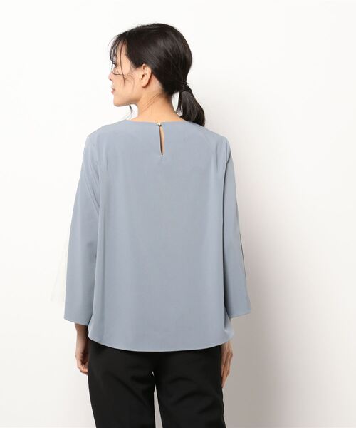 Q（キュー）の「レーシースリーブブラウス（シャツ/ブラウス・レディース・ブラック/カリビアンブルー・MEDIUM）」の4枚目の写真