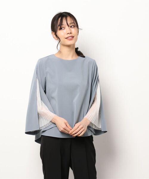 Q（キュー）の「レーシースリーブブラウス（シャツ/ブラウス・レディース・ブラック/カリビアンブルー・MEDIUM）」の5枚目の写真