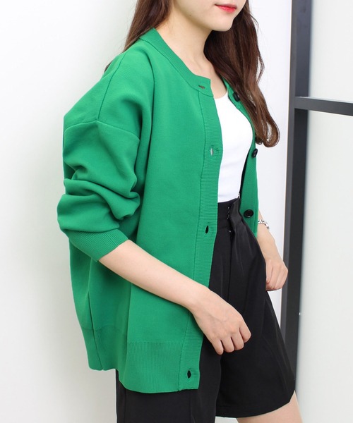 INGNI(イング)の「クルーネックミドル丈カーディガン(カーディガン/ボレロ・レディース・イエロー/ブルー/グリーン/ブラック/アイボリー・M)」の4枚目の写真