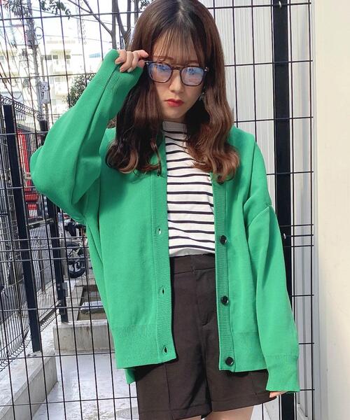 INGNI(イング)の「クルーネックミドル丈カーディガン(カーディガン/ボレロ・レディース・イエロー/ブルー/グリーン/ブラック/アイボリー・M)」の9枚目の写真