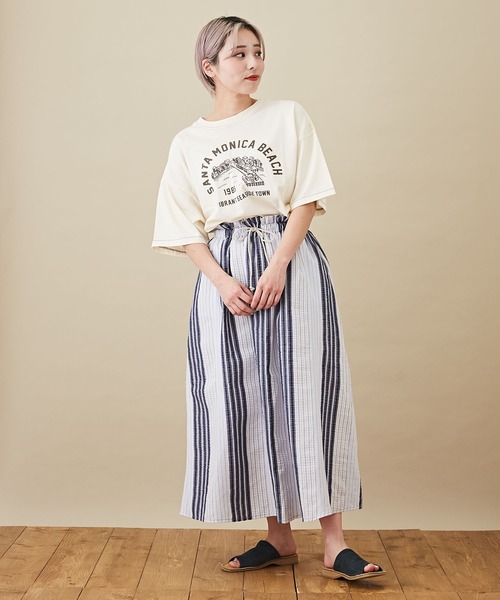 CUBE SUGAR（キューブシュガー）の「リサイクル天竺グラフィックロゴビッグTシャツ（Tシャツ/カットソー・レディース・ホワイト/ブラック/パープル/マルチ/オリーブ・M）」の17枚目の写真