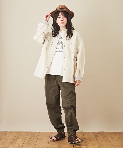 CUBE SUGAR（キューブシュガー）の「リサイクル天竺グラフィックロゴビッグTシャツ（Tシャツ/カットソー・レディース・ホワイト/ブラック/パープル/マルチ/オリーブ・M）」の22枚目の写真