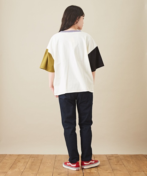 CUBE SUGAR（キューブシュガー）の「リサイクル天竺グラフィックロゴビッグTシャツ（Tシャツ/カットソー・レディース・ホワイト/ブラック/パープル/マルチ/オリーブ・M）」の14枚目の写真