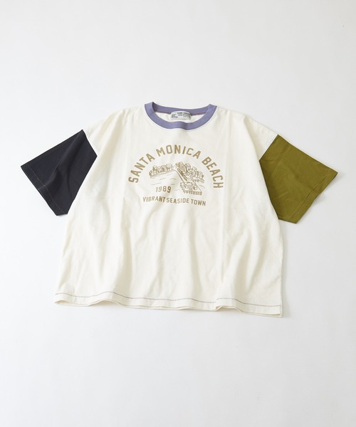 CUBE SUGAR（キューブシュガー）の「リサイクル天竺グラフィックロゴビッグTシャツ（Tシャツ/カットソー・レディース・ホワイト/ブラック/パープル/マルチ/オリーブ・M）」の9枚目の写真
