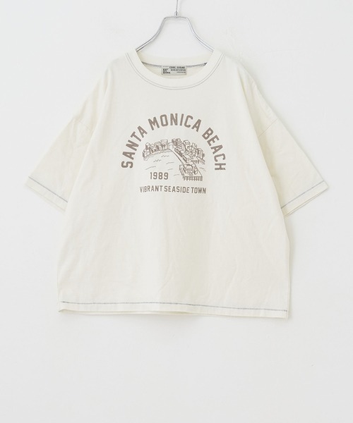 CUBE SUGAR（キューブシュガー）の「リサイクル天竺グラフィックロゴビッグTシャツ（Tシャツ/カットソー・レディース・ホワイト/ブラック/パープル/マルチ/オリーブ・M）」の15枚目の写真