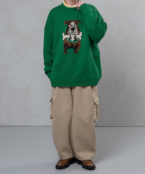 kutir（クティール）の「ブルドッククルーネックニット（ニット/セーター・メンズ・レッド/イエロー/グリーン/ライトブラウン・MEDIUM/LARGE）」の14枚目の写真