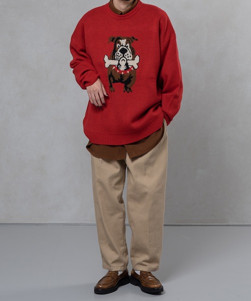 kutir（クティール）の「ブルドッククルーネックニット（ニット/セーター・メンズ・レッド/イエロー/グリーン/ライトブラウン・MEDIUM/LARGE）」の12枚目の写真