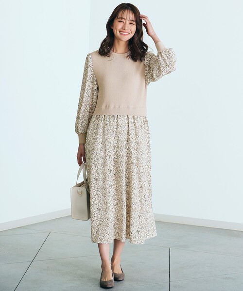 セール ニットドッキング花柄ワンピース ワンピース Grove グローブ のファッション通販 Zozotown