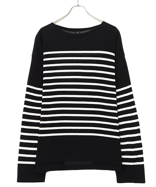 GOLD（ゴールド）の「東洋エンタープライズ GOLD / ゴールド：C/S KNIT BORDER B/NECK：22A-GL90214[MUS]（Tシャツ/カットソー・メンズ・ネイビー/ブラック・M/L）」の2枚目の写真