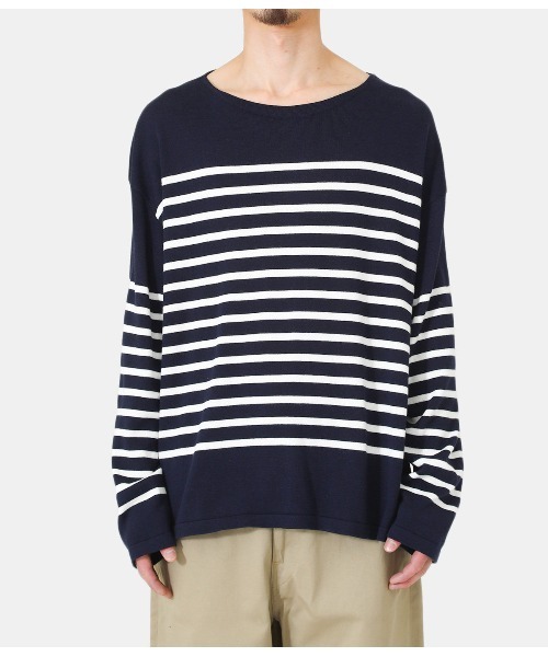 GOLD（ゴールド）の「東洋エンタープライズ GOLD / ゴールド：C/S KNIT BORDER B/NECK：22A-GL90214[MUS]（Tシャツ/カットソー・メンズ・ネイビー/ブラック・M/L）」の8枚目の写真