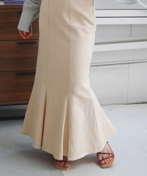 Bab（バブ）の「ハイウエストデニムマーメイドスカート（デニムスカート・レディース・ライトブルー/ブラック/アイボリー/ブルー・M）」の14枚目の写真