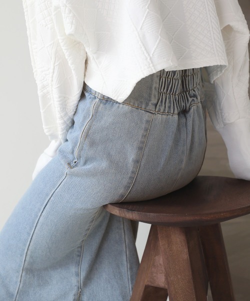 Bab（バブ）の「ハイウエストデニムマーメイドスカート（デニムスカート・レディース・ライトブルー/ブラック/アイボリー/ブルー・M）」の12枚目の写真