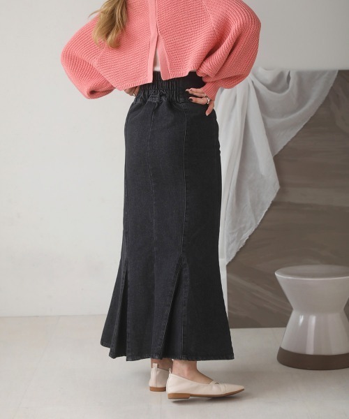 Bab（バブ）の「ハイウエストデニムマーメイドスカート（デニムスカート・レディース・ライトブルー/ブラック/アイボリー/ブルー・M）」の10枚目の写真