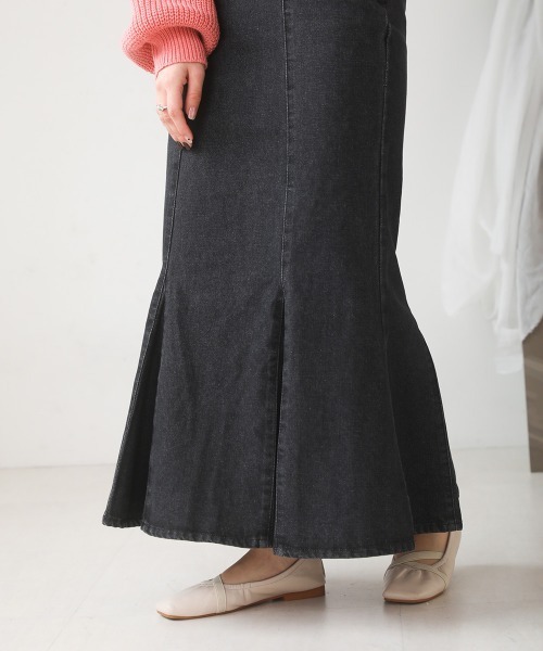 Bab（バブ）の「ハイウエストデニムマーメイドスカート（デニムスカート・レディース・ライトブルー/ブラック/アイボリー/ブルー・M）」の11枚目の写真