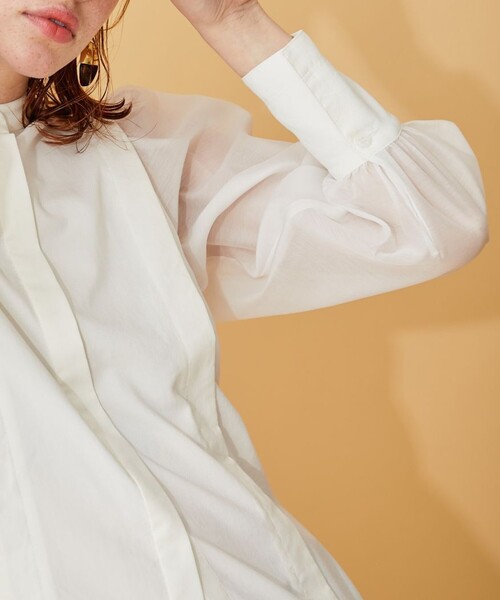 INella（イネラ）の「【INella/イネラ】シアーコンビスリーブブラウス（Tシャツ/カットソー・レディース・ホワイト/ブラック/ブルー・FREE）」の13枚目の写真