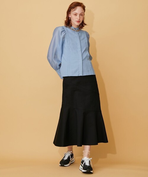 INella（イネラ）の「【INella/イネラ】シアーコンビスリーブブラウス（Tシャツ/カットソー・レディース・ホワイト/ブラック/ブルー・FREE）」の15枚目の写真