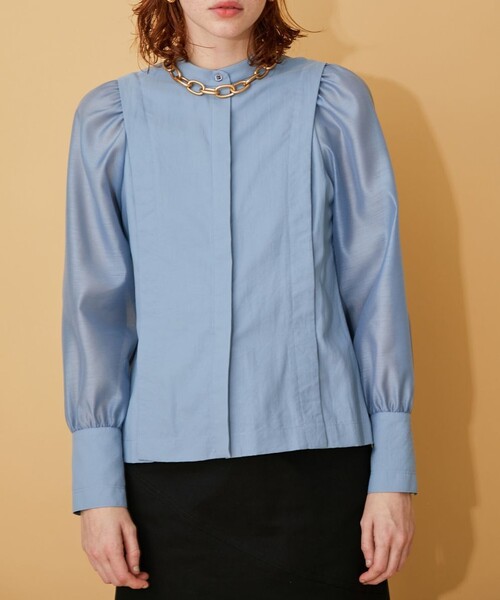 INella（イネラ）の「【INella/イネラ】シアーコンビスリーブブラウス（Tシャツ/カットソー・レディース・ホワイト/ブラック/ブルー・FREE）」の11枚目の写真