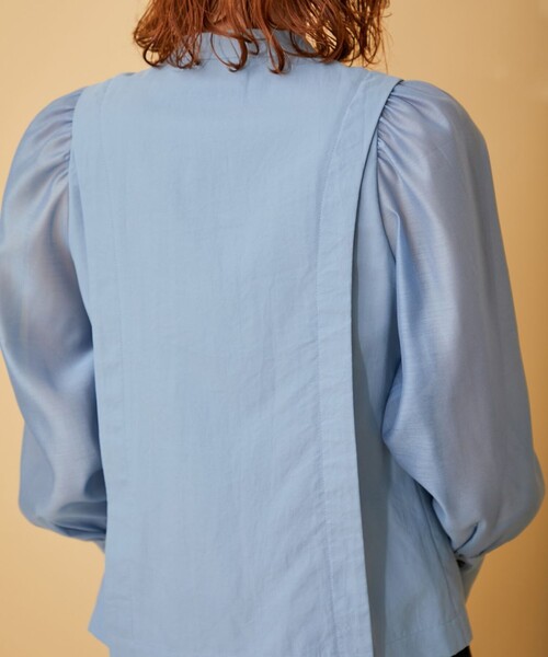 INella（イネラ）の「【INella/イネラ】シアーコンビスリーブブラウス（Tシャツ/カットソー・レディース・ホワイト/ブラック/ブルー・FREE）」の12枚目の写真