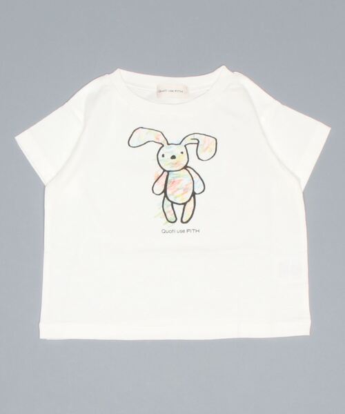 quoti use fith（クゥオティ　ユース　フィス）の「ベーシック天竺 ユルウサプリント 半袖Tシャツ（Tシャツ/カットソー・キッズ・チャコールグレー/ホワイト/ベージュ/ブルー・120/100/80/130/110/90）」の6枚目の写真