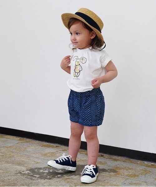 quoti use fith（クゥオティ　ユース　フィス）の「ベーシック天竺 ユルウサプリント 半袖Tシャツ（Tシャツ/カットソー・キッズ・チャコールグレー/ホワイト/ベージュ/ブルー・120/100/80/130/110/90）」の8枚目の写真